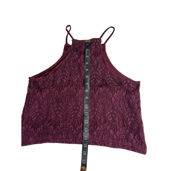kendall kylie small wine thin strap sleeveless floral lace crop top Dd541 - Picture 8 of 10